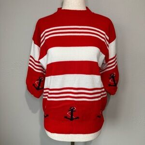 Nautical Red and White Striped Sweater